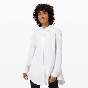 Lululemon In the Moment Shirt Womens White Button Front Voluminous Shirt, 12